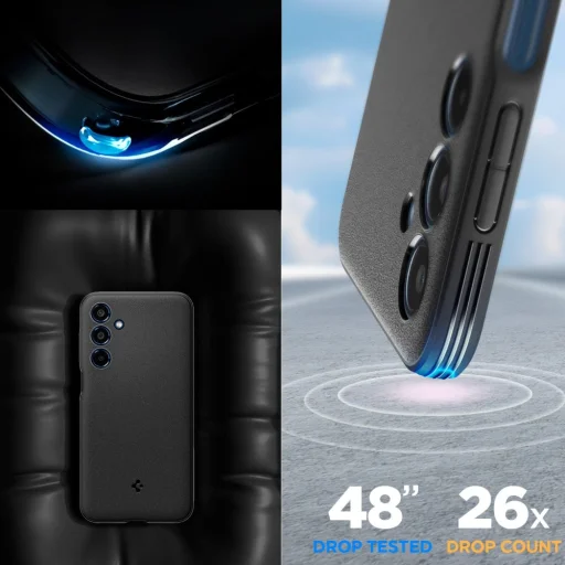  Galaxy M35 5G Matt Fekete SPIGEN Lényeget Sörélyes Mintázat tok - 8