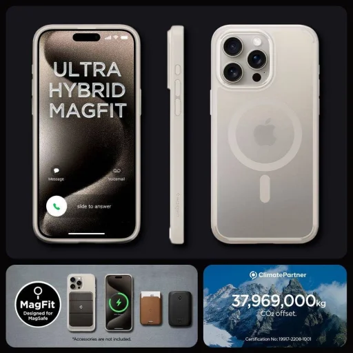  iPhone 16 Pro Max Fagyos Természetes Titán SPIGEN Ultra Hybrid Mag tok, kompatibilis MagSafe-fel - 2