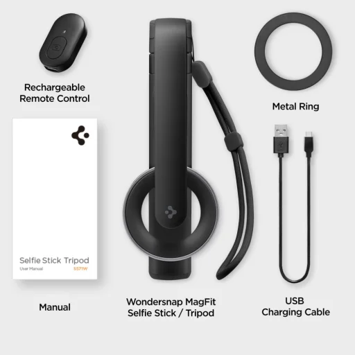 Spigen S571w Magsafe Bluetooth Selfie Bot Tripod Fekete - 12