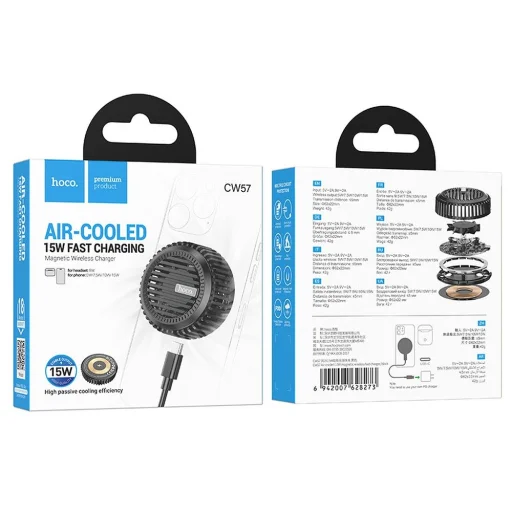 HOCO vezeték nélküli töltő MagSafe kompatibilis 15W CW57 fekete - 7