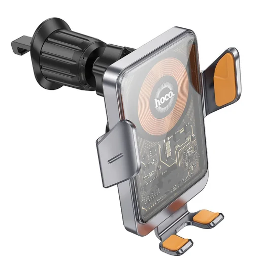 HOCO autós telefontartó vezeték nélküli töltéssel a légkondicionáló rácsra 15W HW7 szürke - 3