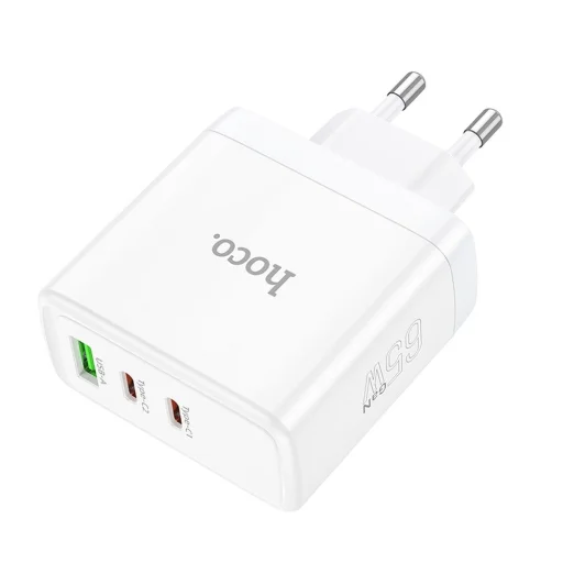 HOCO fali töltő 2 x Type C + USB A QC PD 65W GaN N30 fehér - 2
