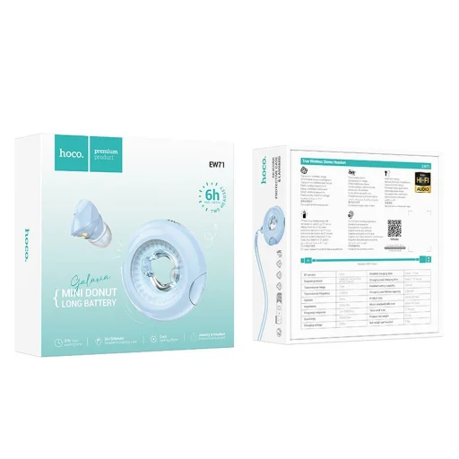 HOCO vezeték nélküli fülhallgató bluetooth TWS EW71 kék - 5