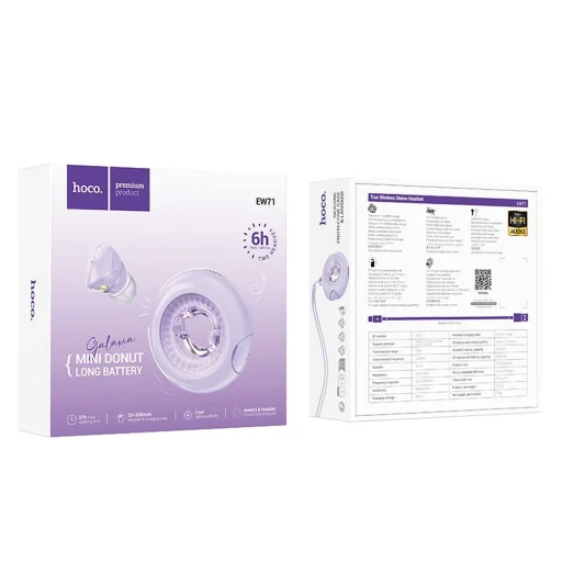 HOCO vezeték nélküli fülhallgatók purpletooth TWS EW71 lila - 5