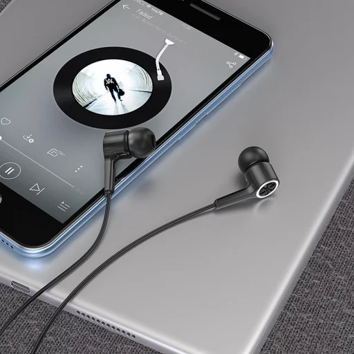 HOCO vezetékes fülhallgató Jack 3,5 mm mikrofonnal M104 fekete - 5