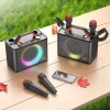 HOCO vezeték nélküli hangszóró dancer outdoor karaoke + 2x vezeték nélküli mikrofon LED Jenny BS57 fekete (+ FBT, TF, USB, AUX) thumbnail