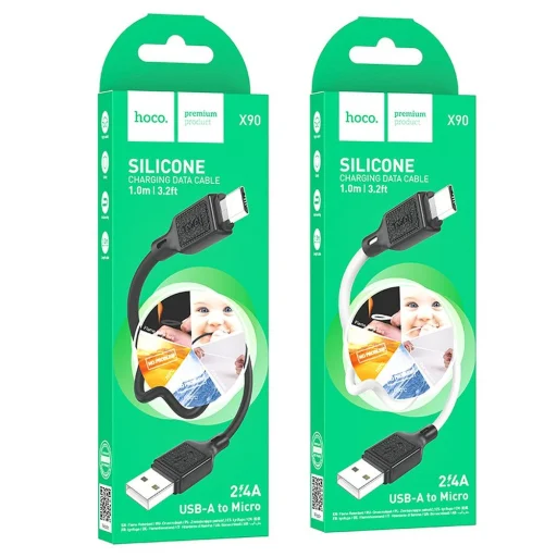 HOCO kábel USB A-Micro USB 2,4A X90 1m fehér - 6