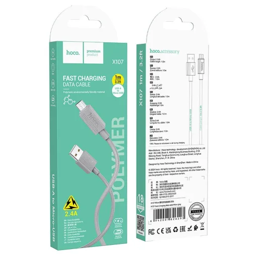 HOCO kábel USB A - Micro USB 2,4A X107 1 m szürke - 6