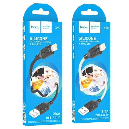 HOCO kábel USB A - Lightning 2,4A X90 1m fekete - 6