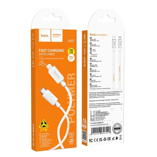 HOCO kábel Type C to Lightning PD 27W X107 1 m fehér - 3