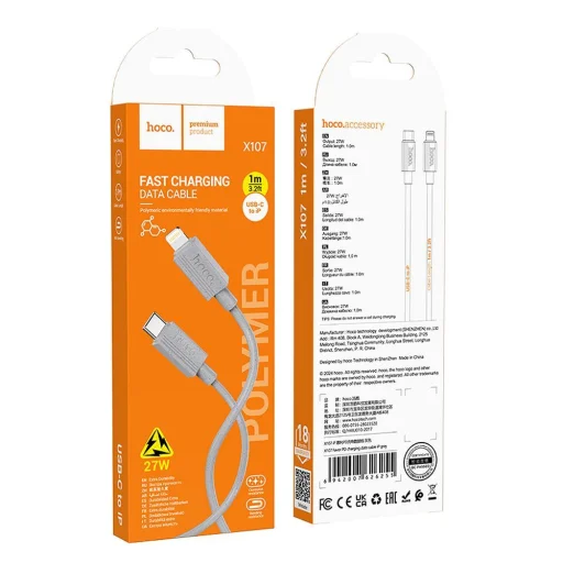 HOCO kábel Type C to Lightning PD 27W X107 1 m szürke - 3