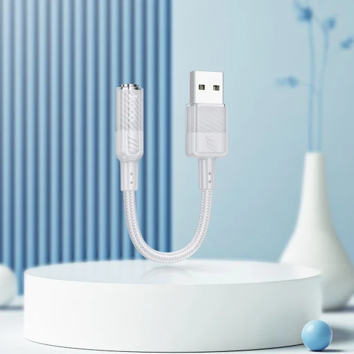 HOCO adapter AUX USB A to Jack 3,5 mm LS37 0,15 m szürke - 4
