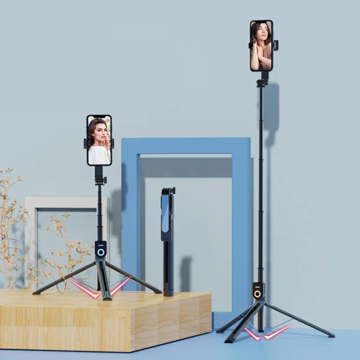 Selfie bot - levehető bluetooth távirányítóval és állvánnyal - P80 1,3 méter FEKETE - 4