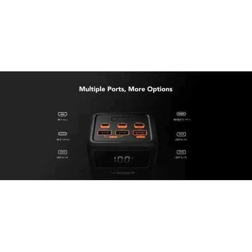 VEGER powerbank 50 000 mAh PD QC3.0 5A 22,5W Tank Lite (W5001) fekete - 12