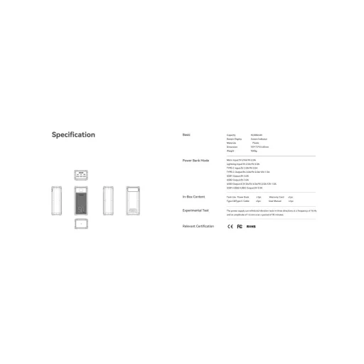 VEGER powerbank 50 000 mAh PD QC3.0 5A 22,5W Tank Lite (W5001) fekete - 20