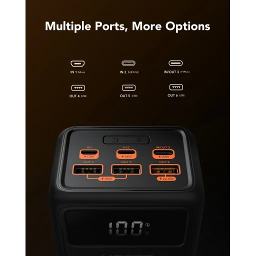 VEGER powerbank 50 000 mAh PD QC3.0 5A 22,5W Tank Lite (W5001) fekete - 3