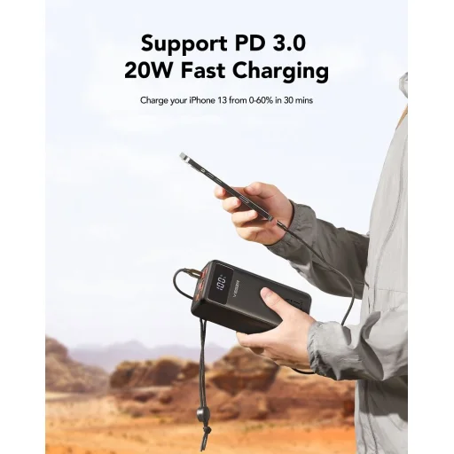 VEGER powerbank 50 000 mAh PD QC3.0 5A 22,5W Tank Lite (W5001) fekete - 4