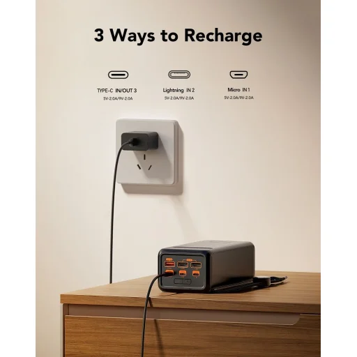 VEGER powerbank 50 000 mAh PD QC3.0 5A 22,5W Tank Lite (W5001) fekete - 5