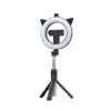 Selfie bot - levehető bluetooth távirányítóval, állvánnyal és körlámpával - P20D-4 Fekete thumbnail