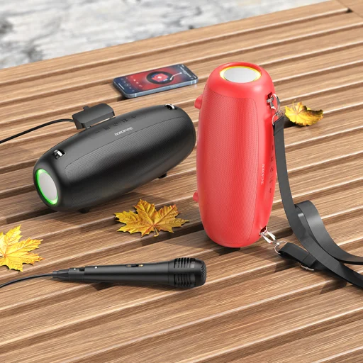 Borofone Hordozható Bluetooth Hangszóró BP13 Dazzling mikrofonnal piros - 4