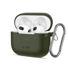 Tech-protect Szilikon Akasztó Apple Airpods 3 Olajzöld Tok