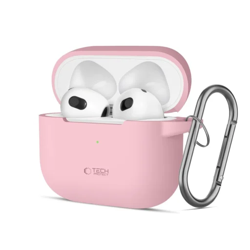 Tech-protect Szilikon Akasztós Apple Airpods 3 Tok Púderrózsaszín - 1