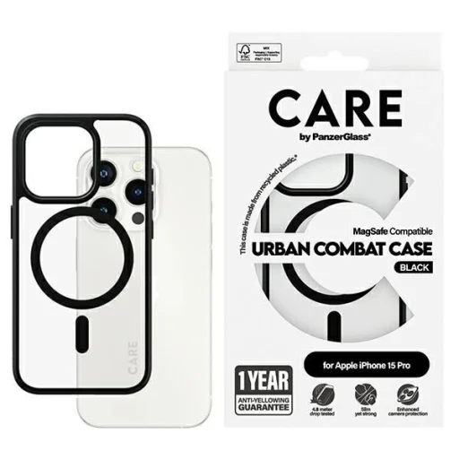 CARE by PanzerGlass Urban Combat tok MagSafe iPhone 15 Pro-hoz - Fekete - 1