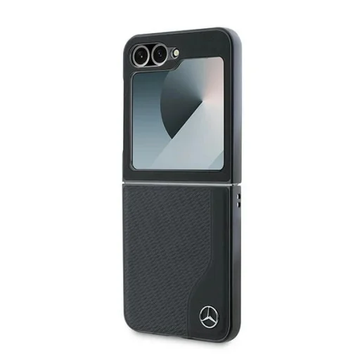 Mercedes Bőr Fa Imitáció MagSafe Tok Samsung Galaxy Z Flip 6 - Fekete - 6