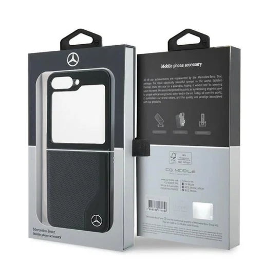 Mercedes Bőr Fa Imitáció MagSafe Tok Samsung Galaxy Z Flip 6 - Fekete - 8