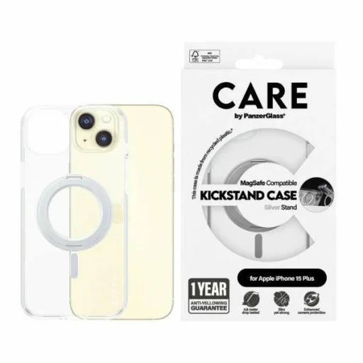 CARE by PanzerGlass Kitámasztós tok MagSafe iPhone 15 Plus - ezüst - 1
