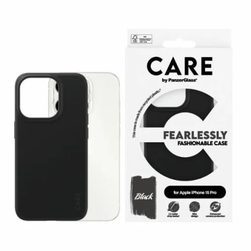 CARE by PanzerGlass Félelem nélküli divatos tok iPhone 15 Pro - Fekete - 1