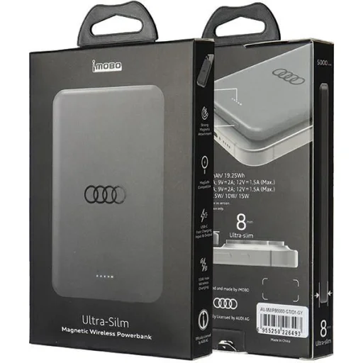 Powerbank Audi Big Logo MagSafe induktív 15W 5000mAh - szürke - 6