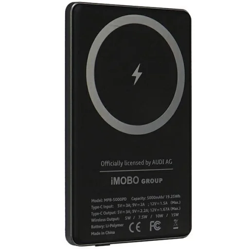 Powerbank Audi Big Logo MagSafe induktív 15W 5000mAh - szürke - 4