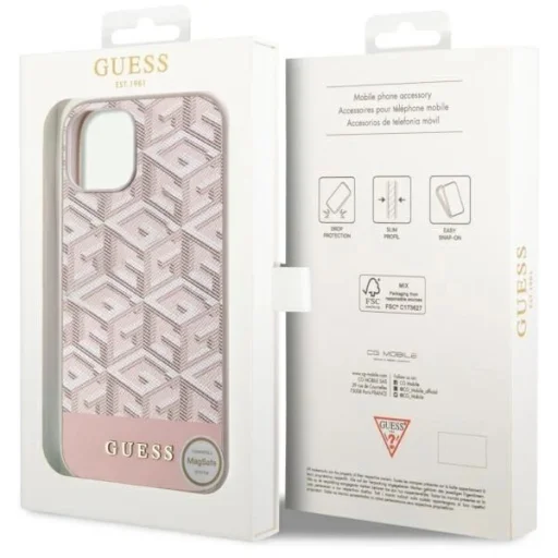 Guess GUHMP14SHGCFSEP iPhone 14 6.1" pink/pink kemény tok GCube Stripes MagSafe tok - 8