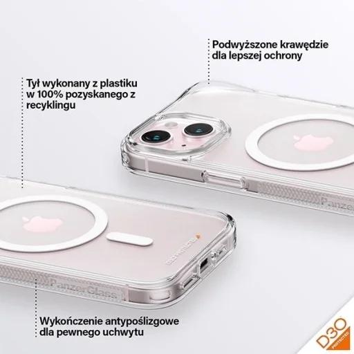 PanzerGlass HardCase MagSafe D3O technológiával és katonai minősítéssel iPhone 15/14/13 - Átlátszó tok - 5