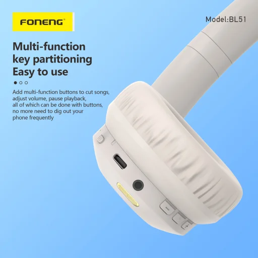 Foneng Bluetooth fejhallgató BL51 (ANC + ENC) bézs - 4