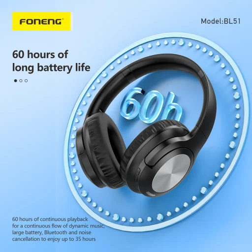 Foneng Bluetooth fejhallgató BL51 (ANC + ENC) bézs - 7