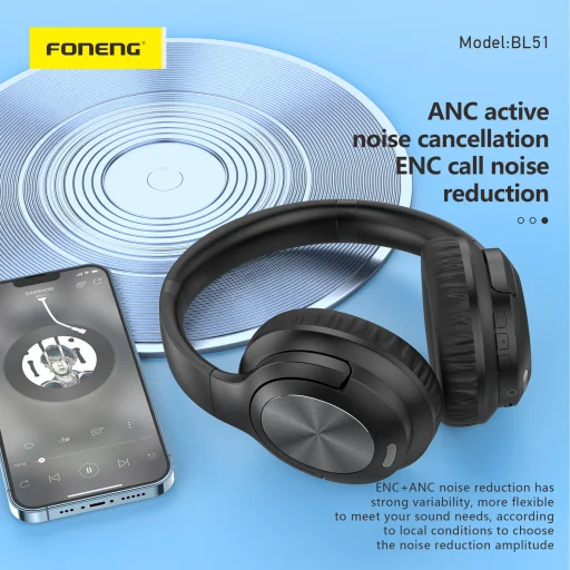 Foneng Bluetooth fejhallgató BL51 (ANC + ENC) bézs - 8
