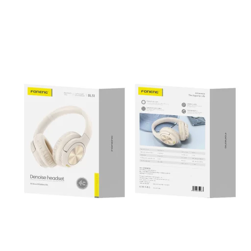 Foneng Bluetooth fejhallgató BL51 (ANC + ENC) bézs - 10
