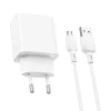 Borofone hálózati töltő BN15 Strong - 2xUSB - 2,1A USB-Micro USB kábellel fehér thumbnail