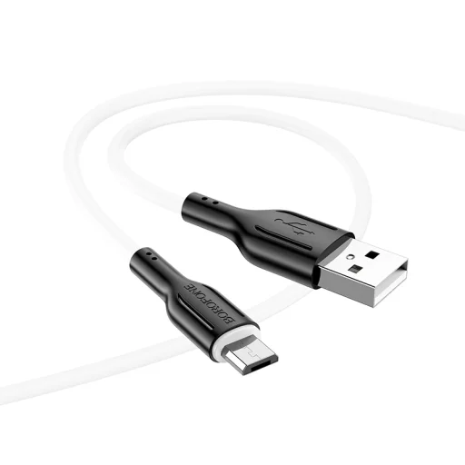 Borofone BX63 Charming kábel - USB-Micro USB - 2,4A 1 méteres fekete-fehér - 2