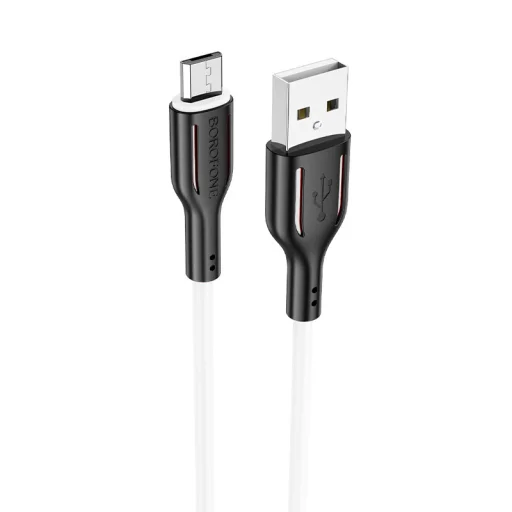 Borofone BX63 Charming kábel - USB-Micro USB - 2,4A 1 méteres fekete-fehér - 3