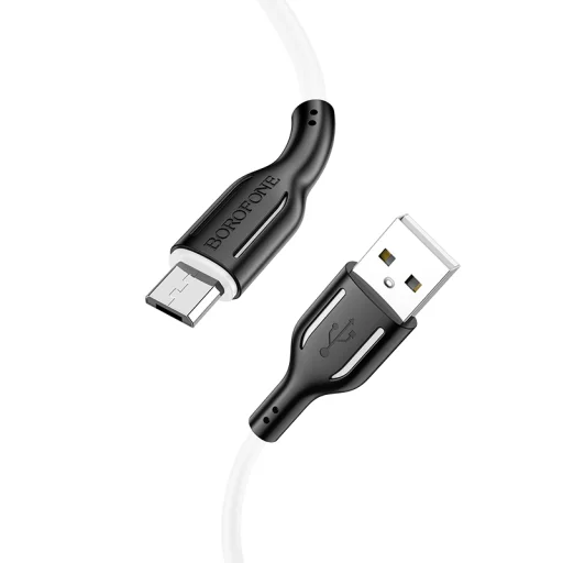 Borofone BX63 Charming kábel - USB-Micro USB - 2,4A 1 méteres fekete-fehér - 1