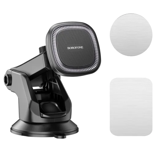 Borofone Car holder BH97 NT Ice mágneses telefontartó tapadókoronggal fekete - 7