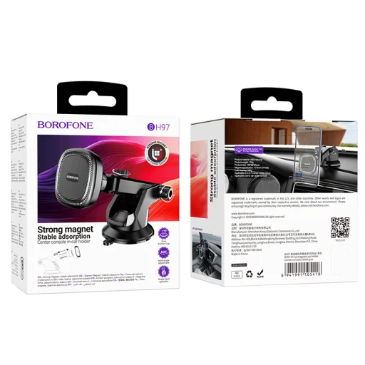 Borofone Car holder BH97 NT Ice mágneses telefontartó tapadókoronggal fekete - 9