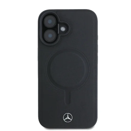 Original Case MERCEDES keménytok Plain Smooth Leather Magsafe MEHMP16S23RCMK iPhone 16 fekete tok - 3