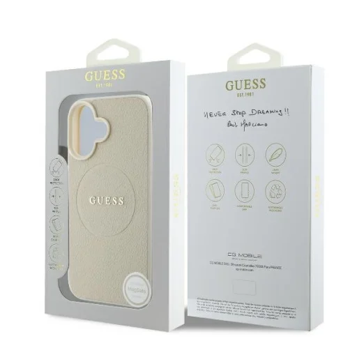  iPhone 16 bézs GUESS kemény tok Grained Gold Ring MagSafe GUHMP16SPGHSMME - 8