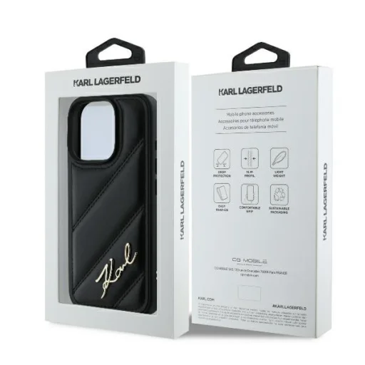  iPhone 16 Pro Max fekete Original Pouch KARL LAGERFELD keménytok Steppelt Signature KLHCP16XPQDSMGK - 7
