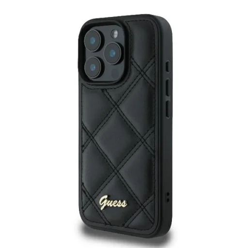  iPhone 16 Pro fekete Original Case GUESS Steppelt Fém Logó GUHCP16LPSQSQSK tok - 2