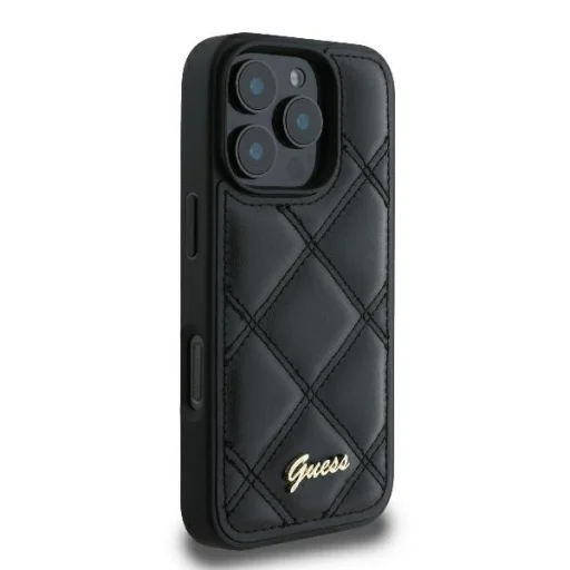  iPhone 16 Pro fekete Original Case GUESS Steppelt Fém Logó GUHCP16LPSQSQSK tok - 4